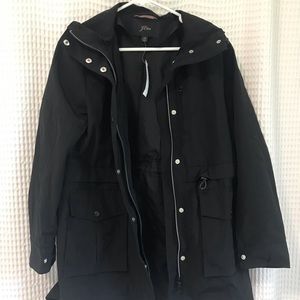 J Crew Perfect Rain Jacket Black NWT